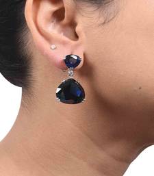 Blue Sapphire Inverted Pear Top With Pear  Blue Sapphire Drop
