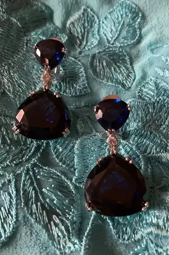 Blue Sapphire Inverted Pear Top With Pear  Blue Sapphire Drop