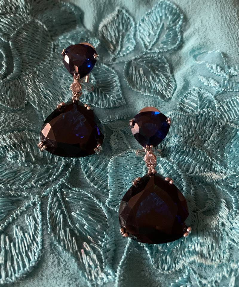 Blue Sapphire Inverted Pear Top With Pear  Blue Sapphire Drop