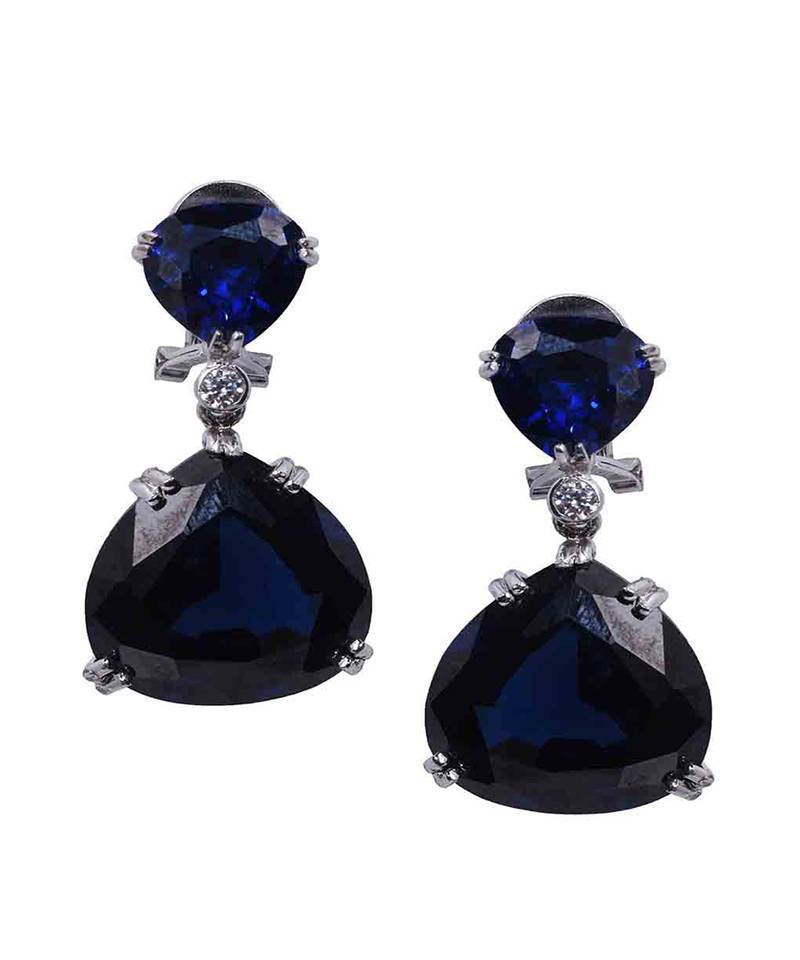 Blue Sapphire Inverted Pear Top With Pear  Blue Sapphire Drop