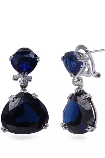 Blue Sapphire Inverted Pear Top With Pear  Blue Sapphire Drop