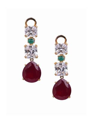 Red Emerald Cut Solitaires With Pear Ruby Drop 2