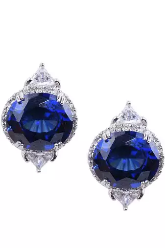 Blue Bali Style Oval Blue Sapphire With Diamonds