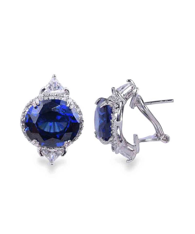 Blue Bali Style Oval Blue Sapphire With Diamonds