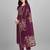 Wine jacquard top with printed organza dupatta with Trousers