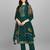 Green jacquard top with printed organza dupatta with Trousers