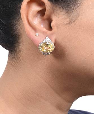 Yellow Bali Style Oval Yellow Sapphire With Diamonds 1