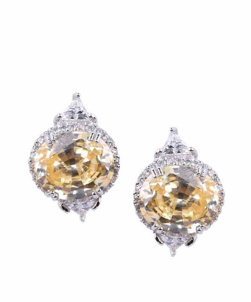 Yellow Bali Style Oval Yellow Sapphire With Diamonds