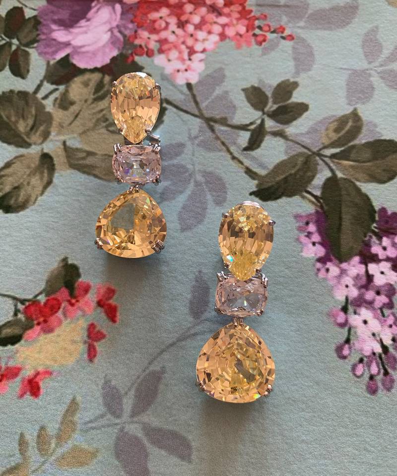 Yellow Inverted Pear  Yellow Sapphire Top With Marquise Diamonds And Yellow Sapphire Pear Drop