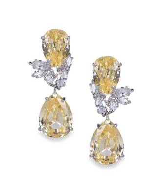 Yellow Inverted Pear  Yellow Sapphire Top With Marquise Diamonds And Yellow Sapphire Pear Drop 3