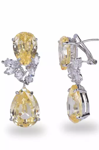 Yellow Inverted Pear  Yellow Sapphire Top With Marquise Diamonds And Yellow Sapphire Pear Drop