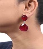 Red Inverted Ruby Top With Big Ruby Pear  Drop