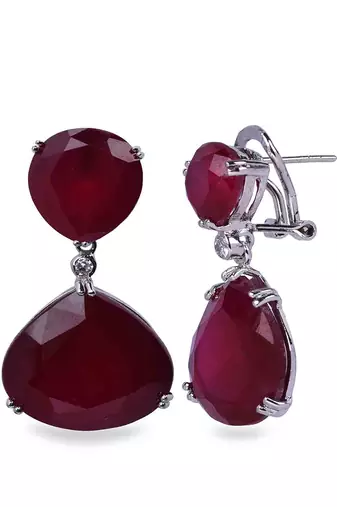 Red Inverted Ruby Top With Big Ruby Pear  Drop