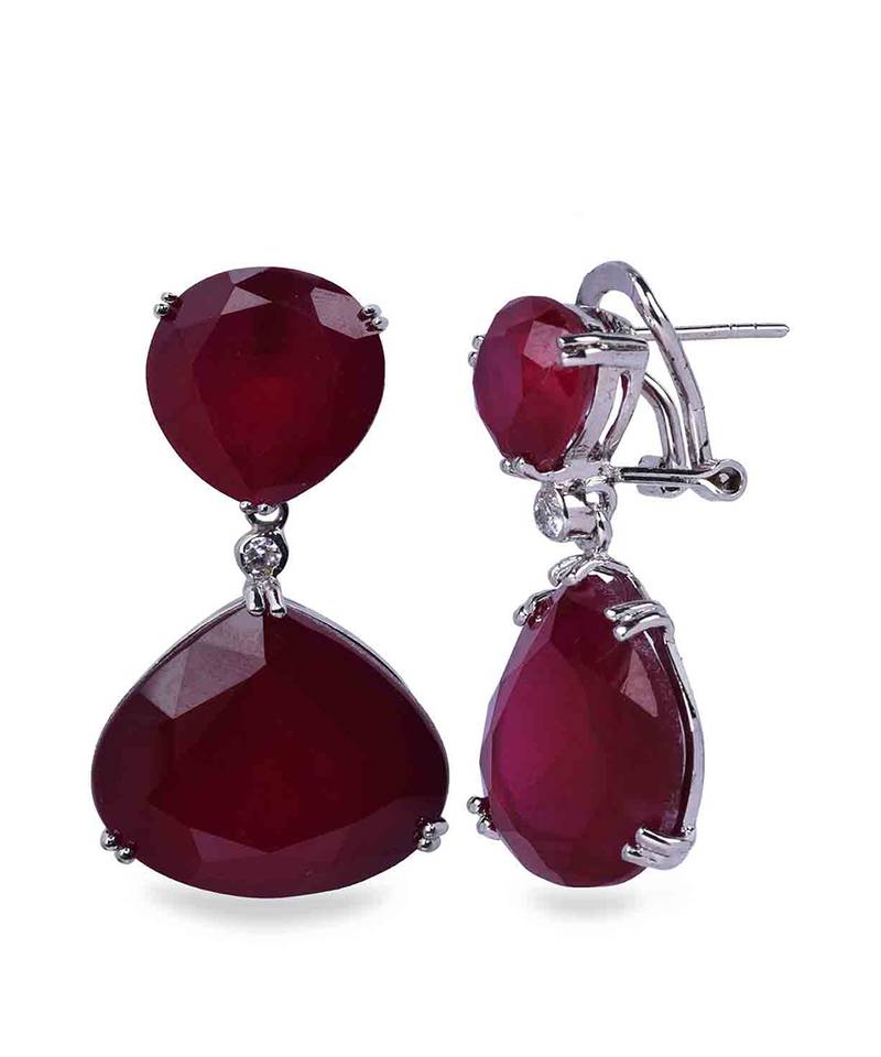 Red Inverted Ruby Top With Big Ruby Pear  Drop