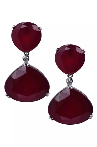 Red Inverted Ruby Top With Big Ruby Pear  Drop