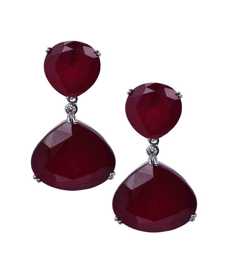 Red Inverted Ruby Top With Big Ruby Pear  Drop