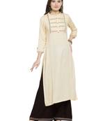 Cream embroidered rayon salwar
