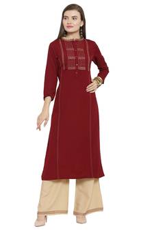 Maroon embroidered rayon salwar