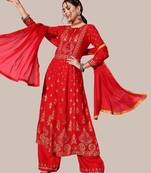 Red sequins rayon salwar