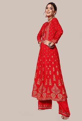 Red sequins rayon salwar 3