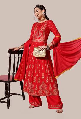 Red sequins rayon salwar 4