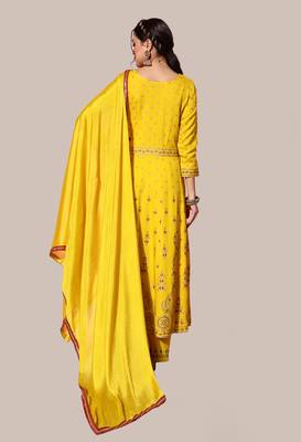 Yellow sequins rayon salwar 2