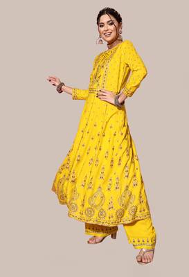 Yellow sequins rayon salwar 3
