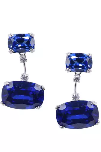 Blue Sapphire Oval Top With Oval Drop