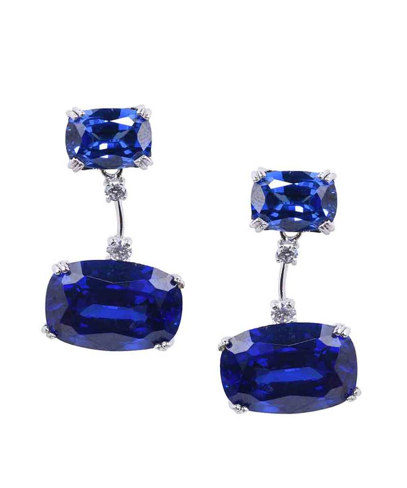 Blue Sapphire Oval Top With Oval Drop