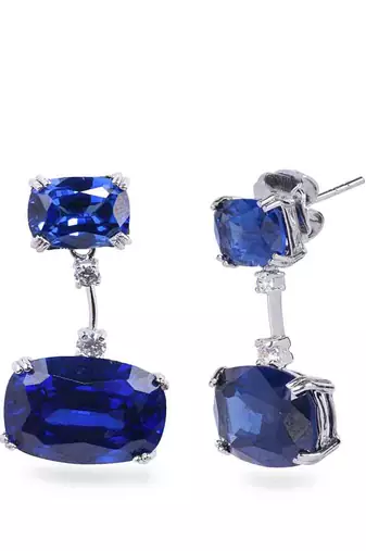 Blue Sapphire Oval Top With Oval Drop