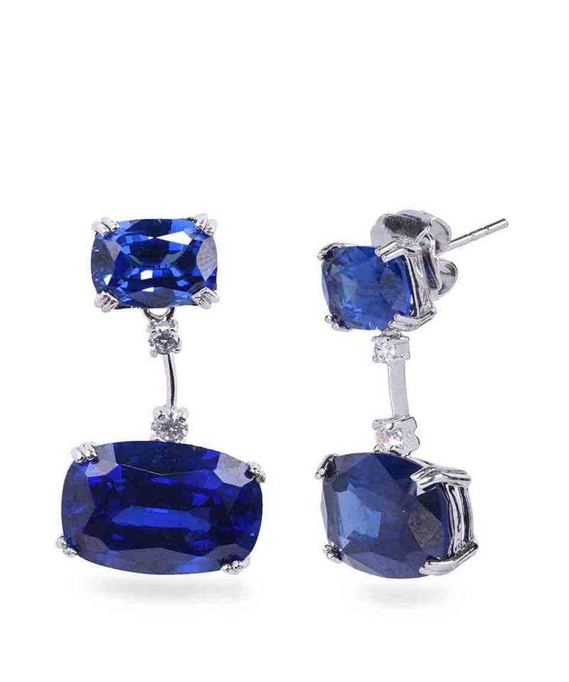 Blue Sapphire Oval Top With Oval Drop