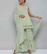 Green embroidered georgette salwar