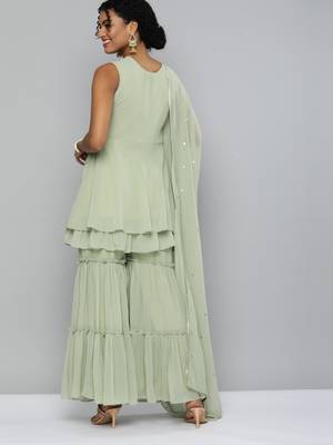 Green embroidered georgette salwar 2