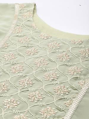 Green embroidered georgette salwar 4