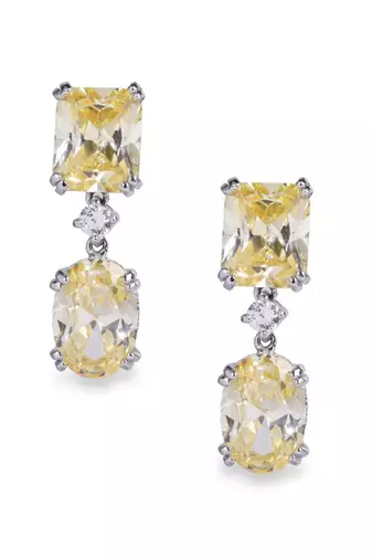 Yellow Sapphire Rectangle Top With Oval Yellow Sapphire Drop