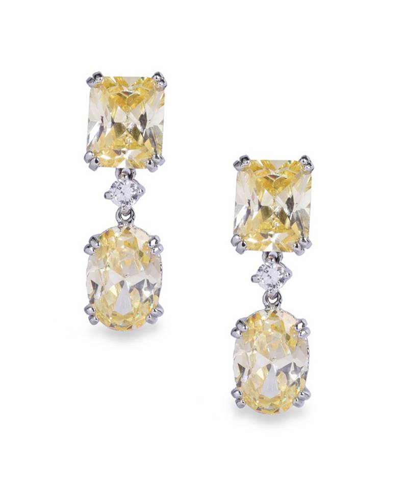 Yellow Sapphire Rectangle Top With Oval Yellow Sapphire Drop