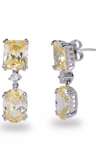 Yellow Sapphire Rectangle Top With Oval Yellow Sapphire Drop