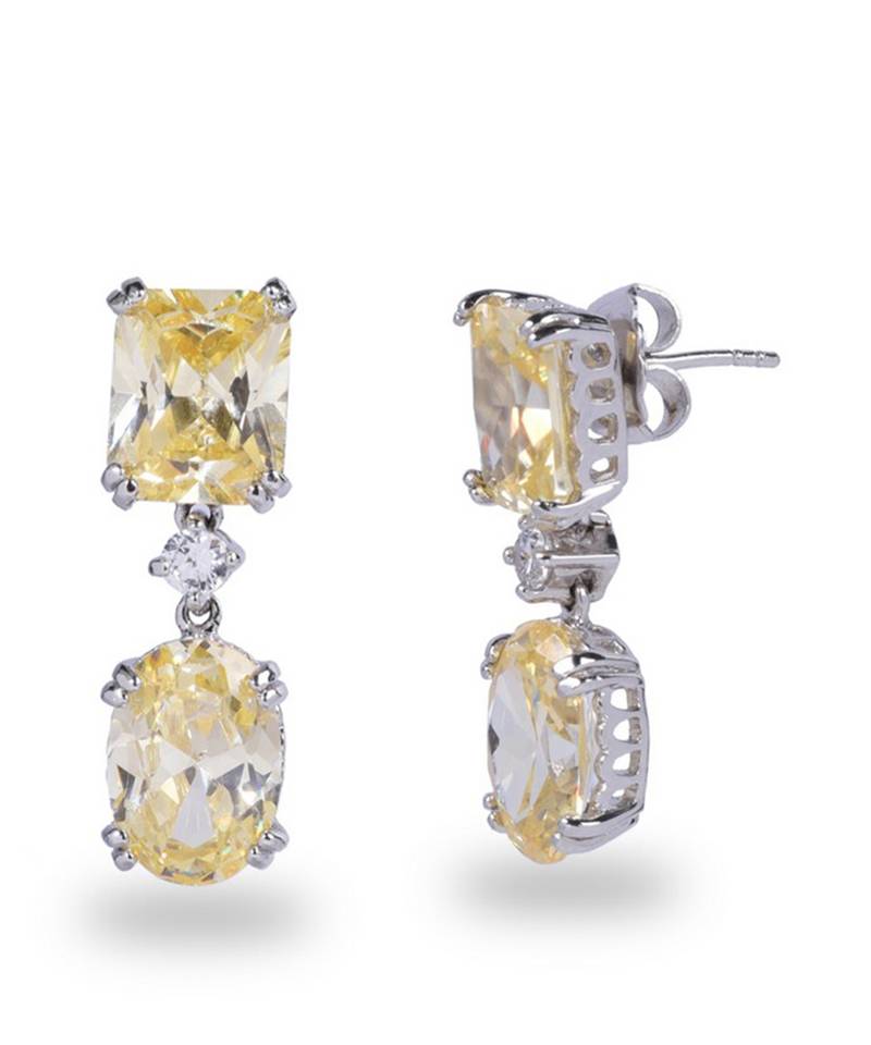 Yellow Sapphire Rectangle Top With Oval Yellow Sapphire Drop