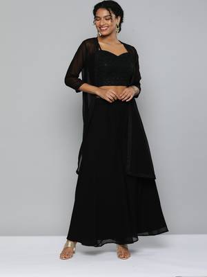 Black embroidered georgette salwar 1