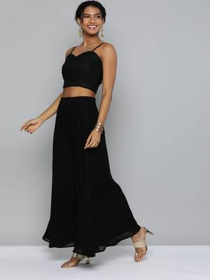 Black embroidered georgette salwar 3