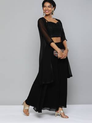 Black embroidered georgette salwar 4