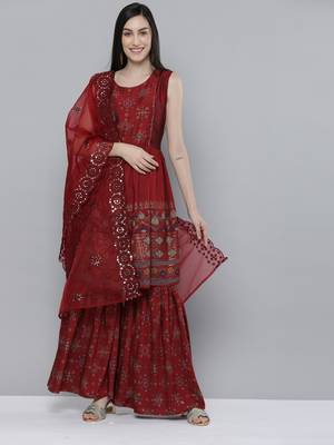 Maroon mirror silk salwar 1