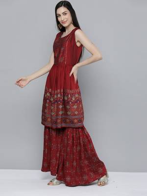 Maroon mirror silk salwar 3