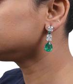 Green Emerald Cut Solitaire Diamonds With Emerald Pear Drop