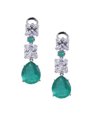 Green Emerald Cut Solitaire Diamonds With Emerald Pear Drop 3