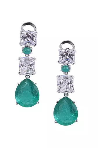 Green Emerald Cut Solitaire Diamonds With Emerald Pear Drop