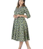 Green A-Line One-Piece Dress For Women