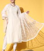 White sequins cotton salwar