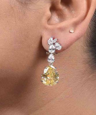 Yellow Stiff Diamond Line With Pear Yellow Sapphire Drop 1