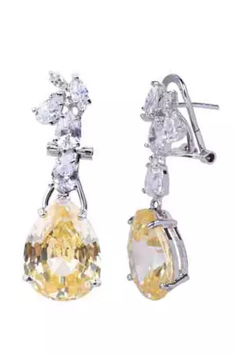 Yellow Stiff Diamond Line With Pear Yellow Sapphire Drop